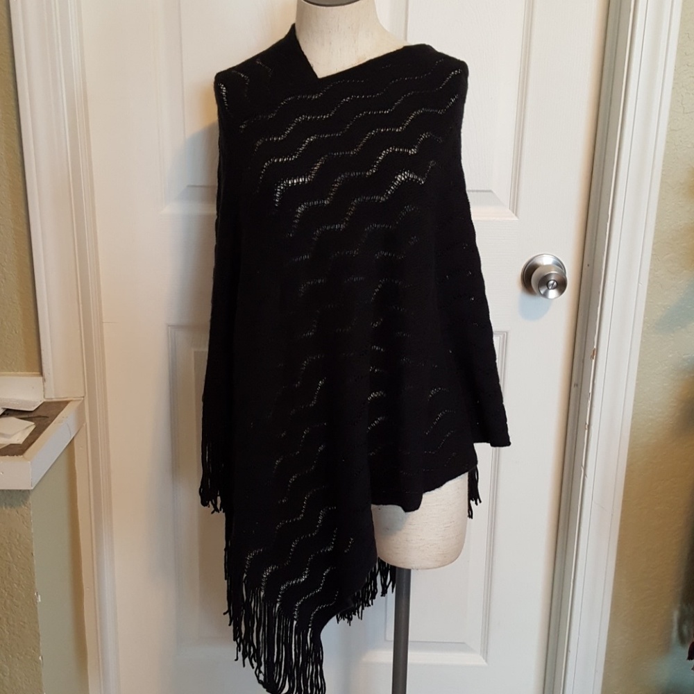 NWT- Black Soft Knit Poncho Sweater